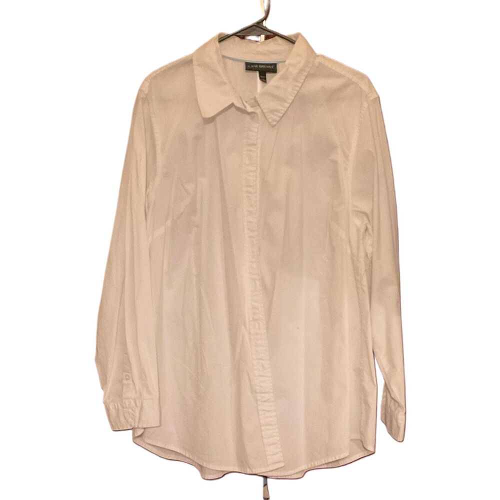 Lane Bryant White Long Sleeve Collared Button-Down Shirt Size 18/20